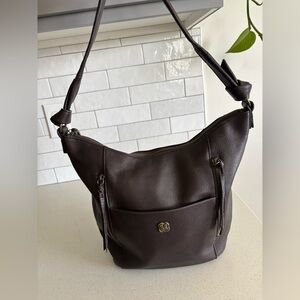 ELLIOTT LUCCA NEW BROWN GENUINE LEATHER TOTE SHOULDER BAG PURSE HANDBAG